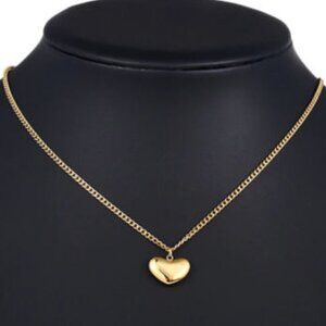 Gold Tone Heart Pendant Necklace Chain Minimalist Jewelry NEW